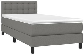 Giroletto a molle con materasso grigio scuro 100x200 cm tessuto