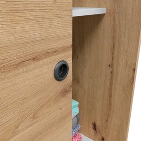 Armadio Guardaroba A 2 Ante Scorrevoli 120 Cm Con Barra Appendiabiti Rovere TOP020W