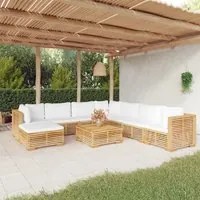 Set Divani da Giardino 9 pz con Cuscini Legno Massello di Teak 3100889