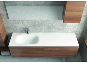 Kamalu - composizione bagno 155cm sospesa, composta da mobile con lavabo, specchio, colonna e pensile sp-155e