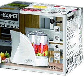 Tritatutto da Cucina Elettrico a Doppia Lame in Acciaio Inox 200W con 2 Velocita Vassoio in Vetro Temperato Capacita 400ml Bianco