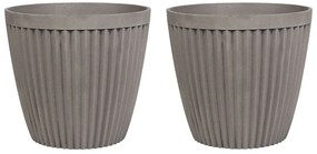 Set di 2 vasi pietra tortora ⌀ 36 cm POKA Beliani