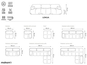 Divano componibile arancione con rivestimento in velluto 190 cm Lokua – Makamii