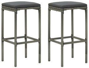 Sgabelli Da Bar Con Cuscini 2 Pz Grigi İn Polyrattan /