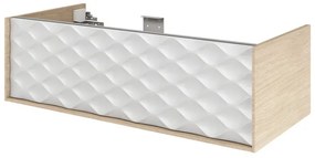 Mobile da bagno sospeso sotto lavabo L 105 x H 32 x P 48 cm bianco e rovere laccato lucido, 1 cassetto SENSEA Neo Frame