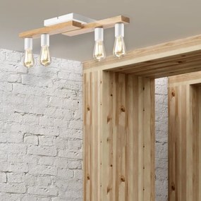 Lampadario a plafone MATTE 4xE27/15W/230V bianco/quercia