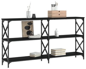 Tavolino consolle nero 200x28x80,5 cm in legno multistrato