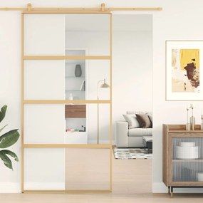 Porta Scorrevole Oro 102,5x205 Vetro Trasparente Esg Alluminio /