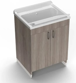Mobile lavatoio 60x50 cm rovere in kit di montaggio con vasca e asse Ikaro