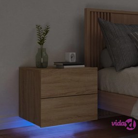 vidaXL Comodino a Parete con luci LED Rovere Sonoma