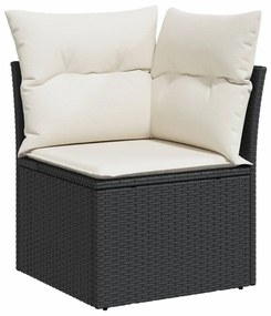 Set divani da giardino con cuscini 8 pz nero in polyrattan