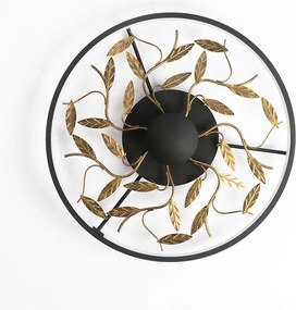 Plafoniera Art Déco nera con oro dimmerabile a 3 livelli - Bota