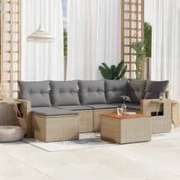 Set Divano da Giardino 7 pz con Cuscini Beige Misto Polyrattan 3256997