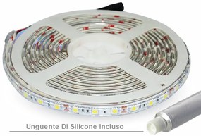 Bobina Led 300 SMD 5050 12V 10,8W/M Neutro 4000K IP65 Impermeabile 5 Metri Unguente Di Silicone Incluso SKU-212150