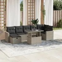 Set Divano da Giardino 8pz con Cuscini Grigio Chiaro Polyrattan 3274832