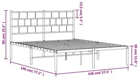 Giroletto con Testiera Metallo Bianco 140x190 cm