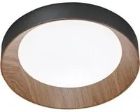 Plafoniera LED ARKA in metallo nero e cornice effetto legno 24W con interruttore CCT 40 cm.