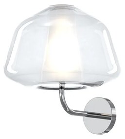 Applique Contemporanea Double Skin Alpha Metallo Cromo Vetro Trasp. 1 Luce E27