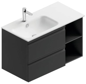 Mobile sottolavabo e lavabo Pull per vasca a sinistra grigio grafite opaco in mdf L 90 x H 56 x P 46 cm 2 cassetti