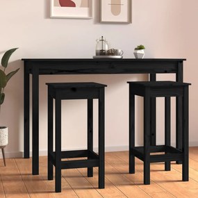 Sgabelli Da Bar 2 Pz Neri 40x40x78 Cm Legno Massello Di Pino /