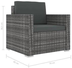 Set Divani da Giardino 11 pz con Cuscini in Polyrattan Grigio