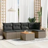 Set Divano da Giardino 6 pz con Cuscini Grigio in Polyrattan 3223603