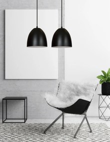 Lampadario 2 Luci Lenox In Acciaio Nero Con Cupole In Nero E Bianco