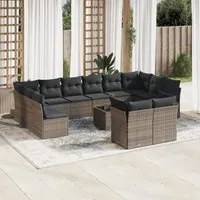 Set Divani da Giardino 13 pz con Cuscini Grigio in Polyrattancod mxl 91437