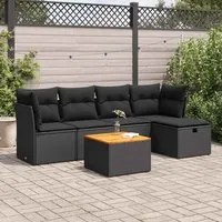 Set Divano da Giardino 6 pz con Cuscini Nero in Polyrattan 3325751