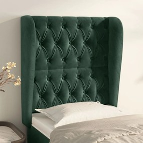 Testiera Ad Orecchio Verde Scuro 83x23x118/128 Cm İn Velluto /
