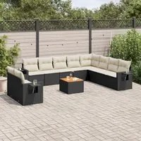 Set Divani da Giardino 11 pz con Cuscini in Polyrattan Nero 3256966