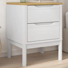 Comodino bianco 45x39x57 cm in legno massello di pino