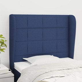 Testiera Ad Orecchio Blu 93x23x118/128 Cm İn Tessuto /