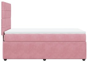 Giroletto a molle con materasso rosa 90x190 cm in velluto