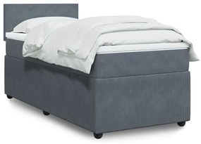 Giroletto A Molle Con Materasso Grigio Scuro 90x200 Cm Velluto /