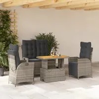 Set da Pranzo da Giardino 4 pz con Cuscini in Polyrattan Grigio 3277468