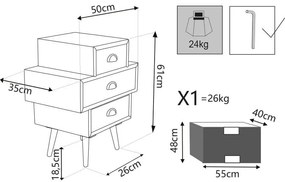 ADELINE - mobiletto 3 cassetti in mdf multicolor