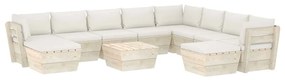 Set divani da giardino su pallet 11 pz con cuscini legno abete