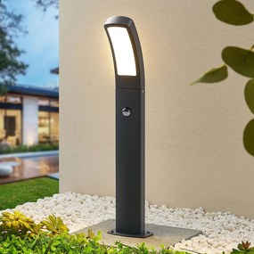Lindby lampioncino LED Moshe, 60 cm, antracite, sensore Moshe, Nero, Alluminio, Moderno