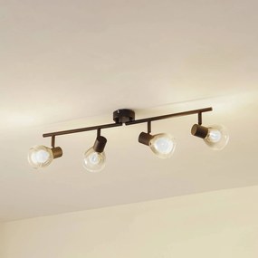 Lindby plafoniera Pendura, a 4 luci, nera, vetro