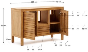 Kave Home - Mobile da bagno Kenta legno massiccio di teak finitura naturale 120 x 45 cm