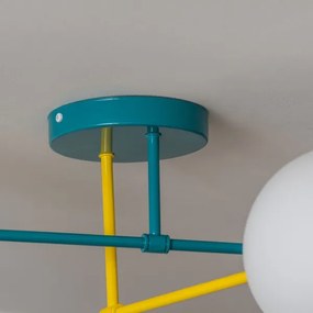 Plafoniera MOON 4xE27/15W/230V turchese/giallo