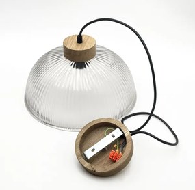 Lampada a sospensione su cavo PIA 1xE27/60W/230V Ø 30 cm rovere