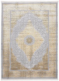 Esclusivo tappeto grigio moderno con motivo orientale dorato Larghezza: 160 cm | Lunghezza: 230 cm