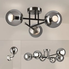 Brilagi - Plafoniera a montaggio superficiale MALIVA 3xE14/15W/230V cromo opaco/fumé