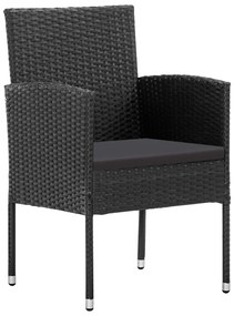 Set da pranzo da giardino 5 pz nero con cuscini in polyrattan