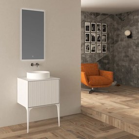 Mobile da bagno sospeso sotto lavabo Domino di Baden Haus L 60 x H 43 x P 46 cm bianco cannettato opaco, 1 cassetto