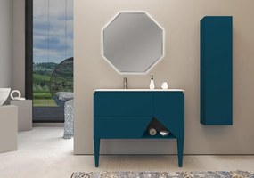 Mobile sottolavabo e lavabo Vintage per vasca a sinistra blu petrolio L 105 x H 55 x P 45.3 cm