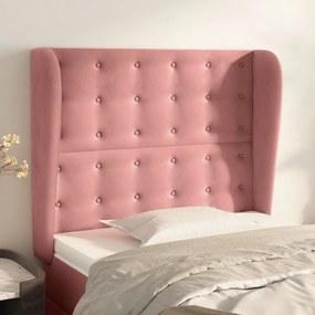 Testiera Ad Orecchio Rosa 83x23x118/128 Cm İn Velluto /