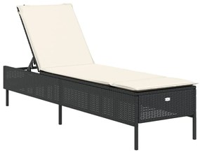 Lettini prendisole con cuscini 2 pz neri in polyrattan